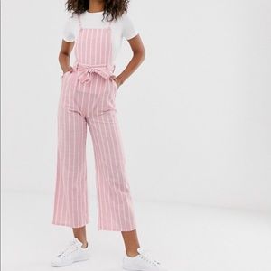 ASOS ( glamours tall) pin strip pink overalls.